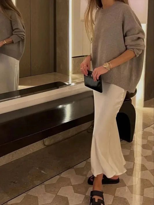 Adriana™ | Elegantná lesklá midi sukňa s vysokým pásom