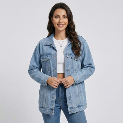 Bunda z denimu s oversize strihom v mestskom štýle