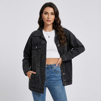 Bunda z denimu s oversize strihom v mestskom štýle