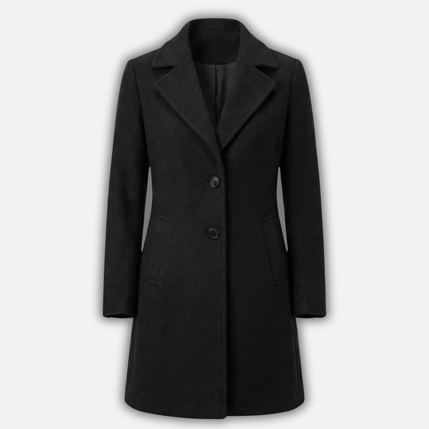 Dlhý elegantný kabát s klopovým golierom