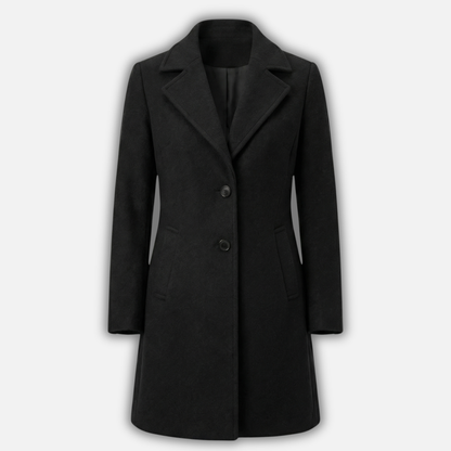 Dlhý elegantný kabát s klopovým golierom