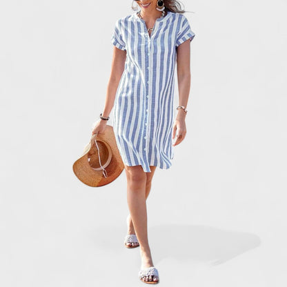 Martina | Elegantná pruhovaná košeľová šaty
