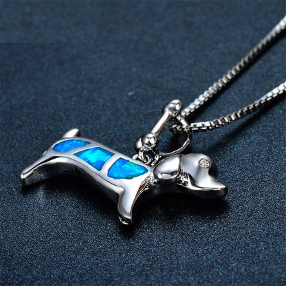 Modrý opálový náhrdelník pre jazvečíka