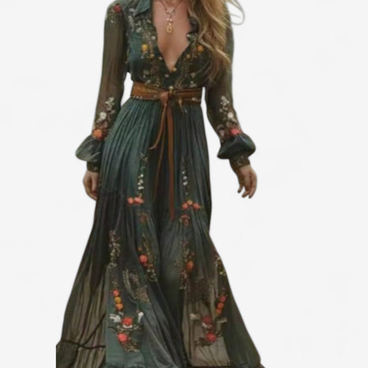 Rachel | Haftowany szlafrok maxi